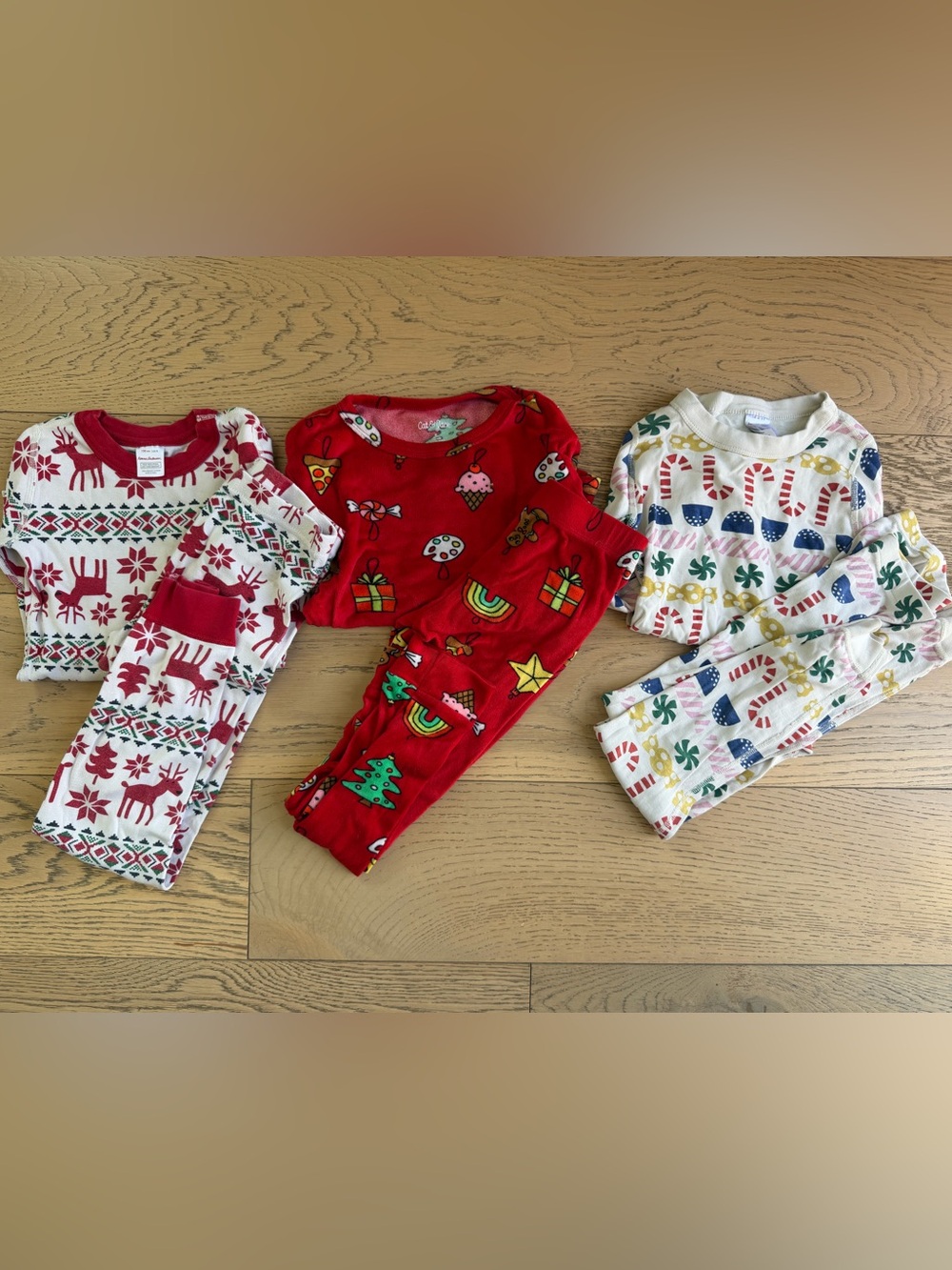 Hanna Andersson Cat & Jack Kids Lot of 3 Holiday Pajama Sets, Long Sleeved, Sz 8